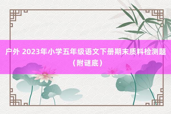 户外 2023年小学五年级语文下册期末质料检测题（附谜底）