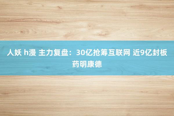 人妖 h漫 主力复盘：30亿抢筹互联网 近9亿封板药明康德