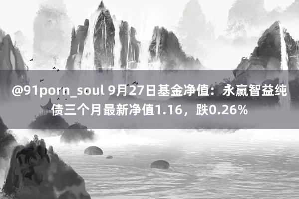 @91porn_soul 9月27日基金净值：永赢智益纯债三个月最新净值1.16，跌0.26%