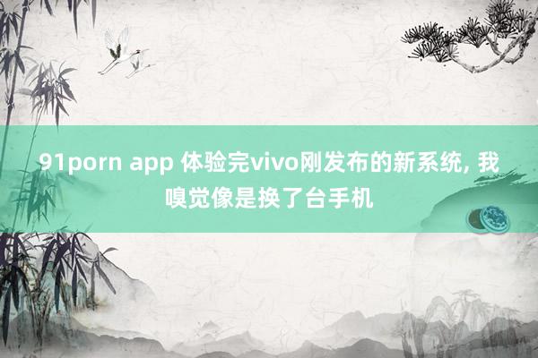 91porn app 体验完vivo刚发布的新系统, 我嗅觉像是换了台手机