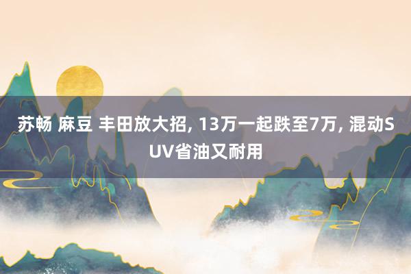 苏畅 麻豆 丰田放大招, 13万一起跌至7万, 混动SUV省油又耐用