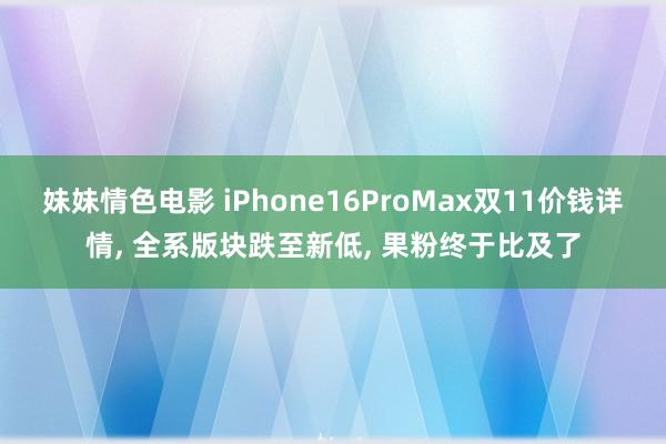 妹妹情色电影 iPhone16ProMax双11价钱详情, 全系版块跌至新低, 果粉终于比及了