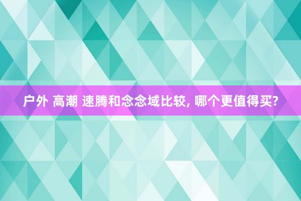 户外 高潮 速腾和念念域比较, 哪个更值得买?