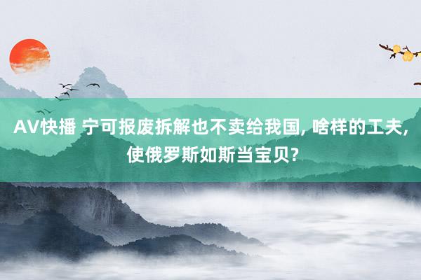 AV快播 宁可报废拆解也不卖给我国, 啥样的工夫, 使俄罗斯如斯当宝贝?