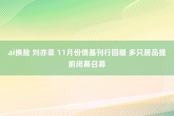 ai换脸 刘亦菲 11月份债基刊行回暖 多只居品提前闭幕召募