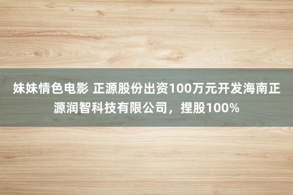 妹妹情色电影 正源股份出资100万元开发海南正源润智科技有限公司，捏股100%