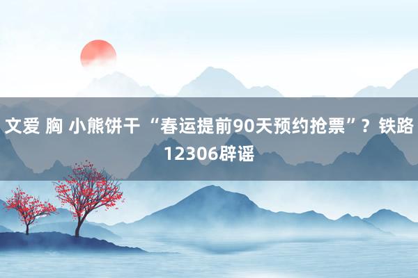 文爱 胸 小熊饼干 “春运提前90天预约抢票”？铁路12306辟谣