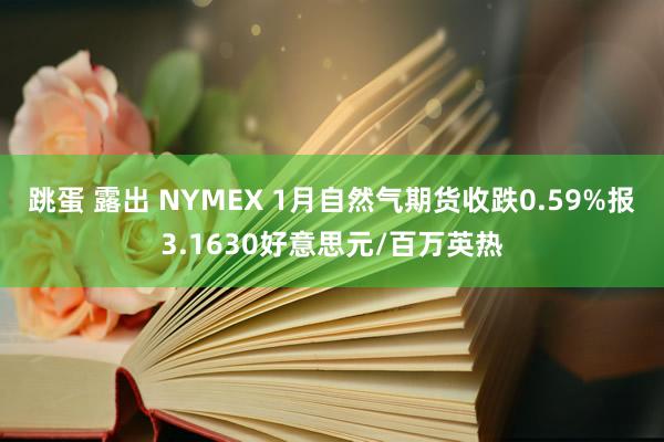 跳蛋 露出 NYMEX 1月自然气期货收跌0.59%报3.1630好意思元/百万英热