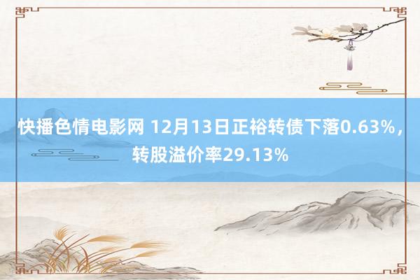 快播色情电影网 12月13日正裕转债下落0.63%，转股溢价率29.13%