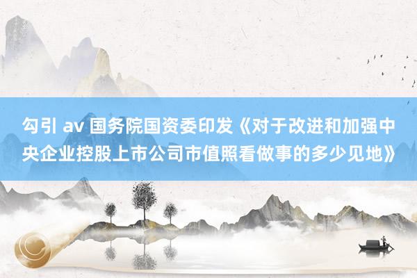 勾引 av 国务院国资委印发《对于改进和加强中央企业控股上市公司市值照看做事的多少见地》