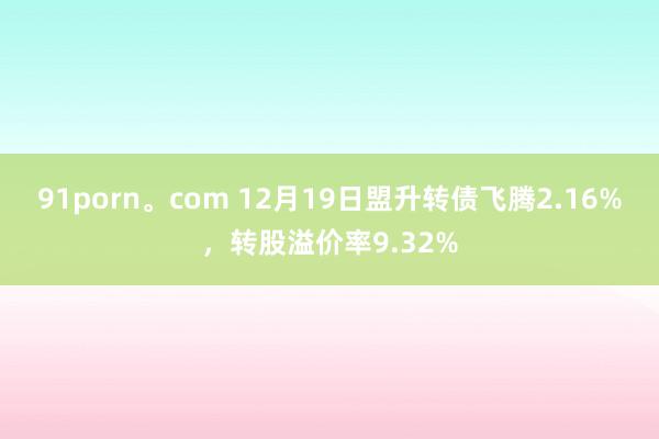 91porn。com 12月19日盟升转债飞腾2.16%，转股溢价率9.32%