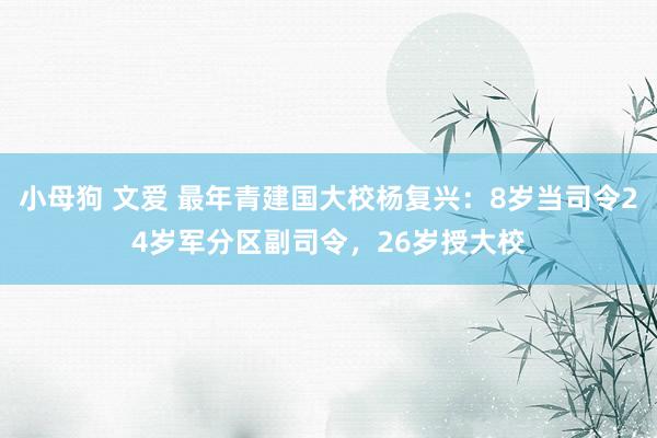 小母狗 文爱 最年青建国大校杨复兴：8岁当司令24岁军分区副司令，26岁授大校