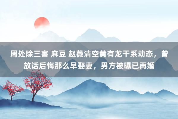 周处除三害 麻豆 赵薇清空黄有龙干系动态，曾放话后悔那么早娶妻，男方被曝已再婚