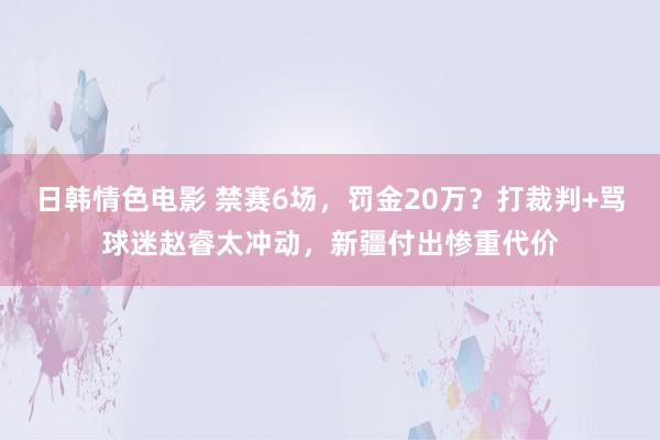 日韩情色电影 禁赛6场，罚金20万？打裁判+骂球迷赵睿太冲动，新疆付出惨重代价