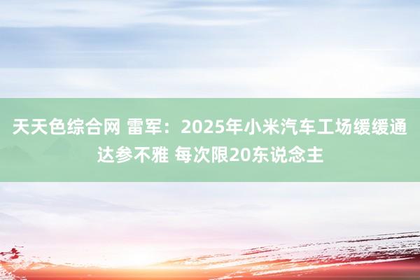 天天色综合网 雷军：2025年小米汽车工场缓缓通达参不雅 每次限20东说念主