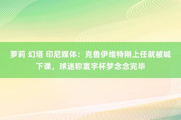 萝莉 幻塔 印尼媒体：克鲁伊维特刚上任就被喊下课，球迷称寰宇杯梦念念完毕