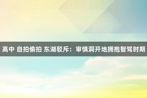 高中 自拍偷拍 东湖驳斥：审慎洞开地拥抱智驾时期